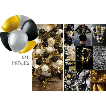 Palloncini colorati Nero Oro Argento Metallizzato 13cm 50pz