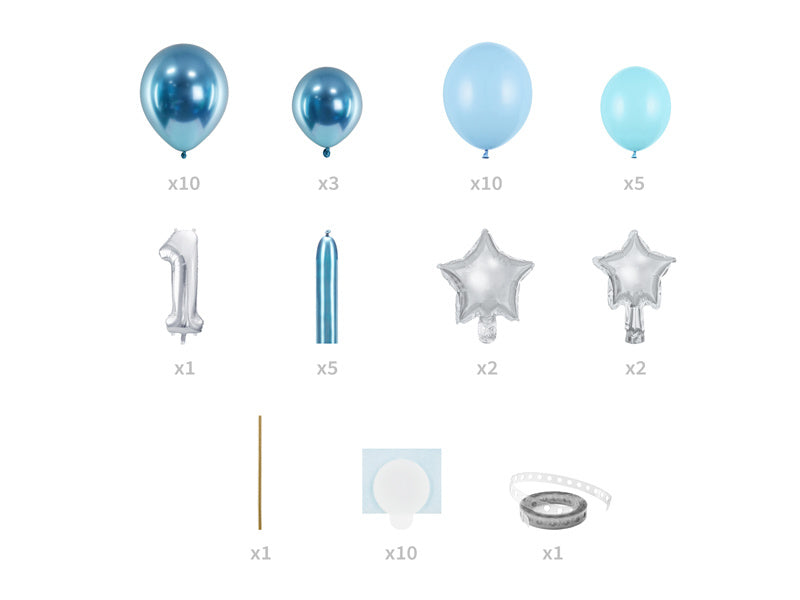 Set di palloncini 1 anno blu 1,4 m