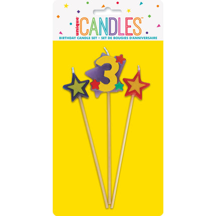 Set di candele 3 anni Stelle 26cm 3 pezzi