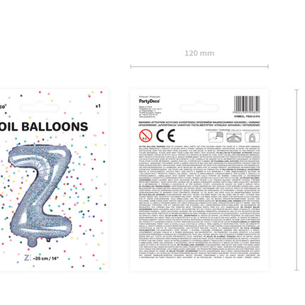 Palloncino in foil Lettera Z Olografica Vuoto 35cm