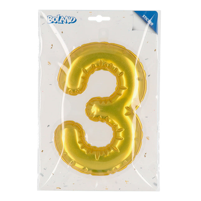 Palloncino in foil con adesivi 3 anni oro 20 cm