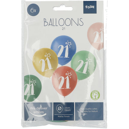 Palloncini 21 anni colorati 33cm 6pz