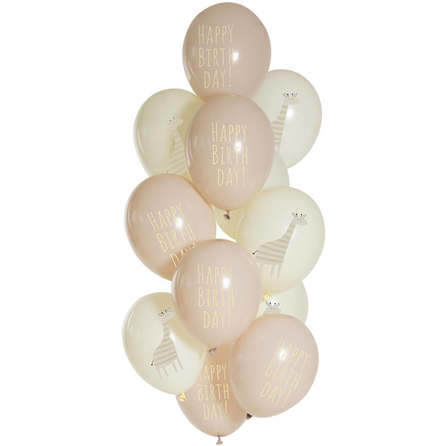 Palloncini Happy Birthday Giraffa 33cm 12pz