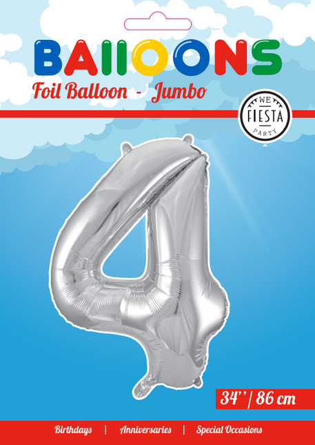 Pallone in foil Figura 4 Silver XL 86cm vuoto