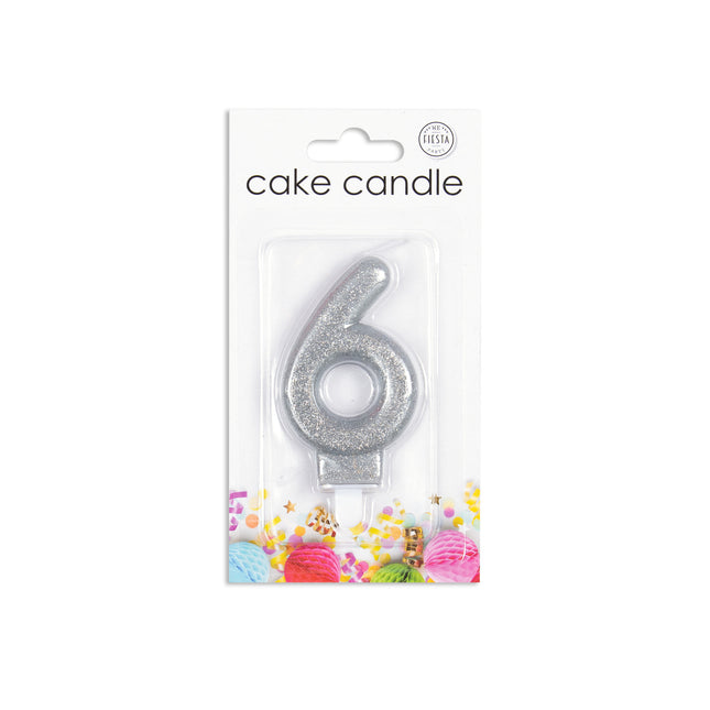 Candela 6 anni Argento Glitter 7cm