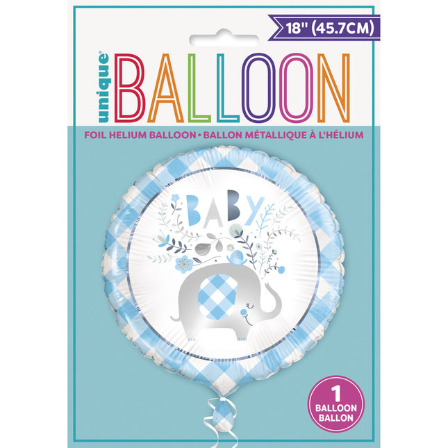 Palloncino ad elio Baby Elephant Blu 45cm vuoto