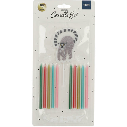 Candele animali della giungla Zoo Party 10cm 11pz