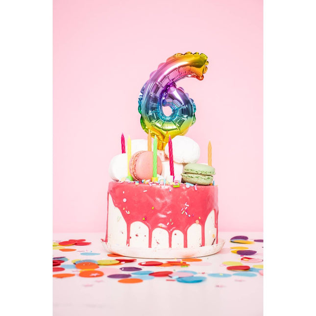 Palloncino in foil Figura 8 Arcobaleno 13 cm con bastoncino