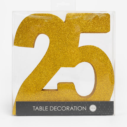 Decorazione da tavolo dorata Figura 25 Glitter 20,5 cm