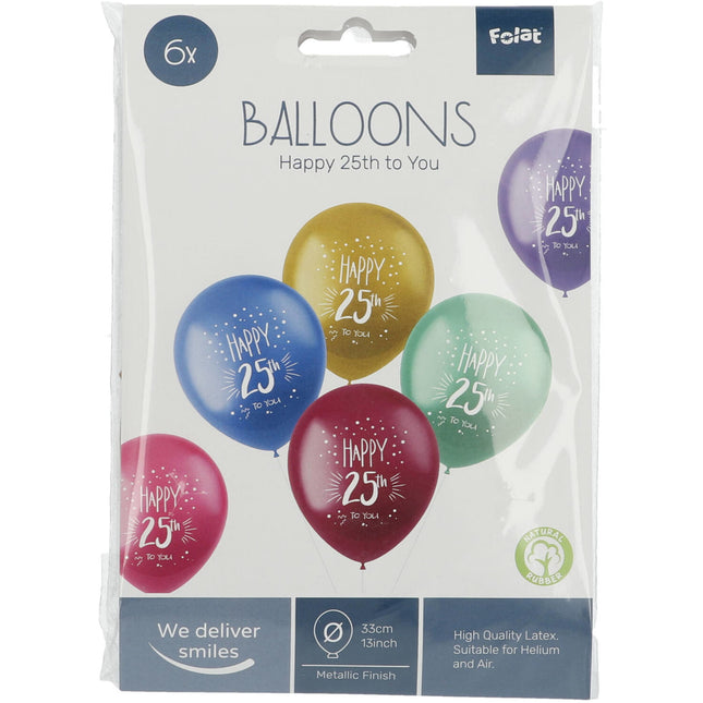 Palloncini 25 anni Happy 25th 33cm 6pz