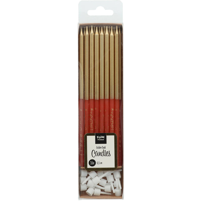 Candele di buon compleanno Golden Dusk 12,5 cm 16 pezzi