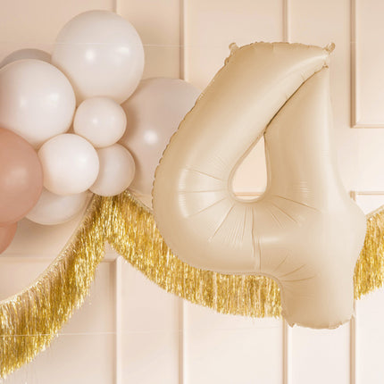 Palloncino in foil Numero ''4'', 72cm, beige