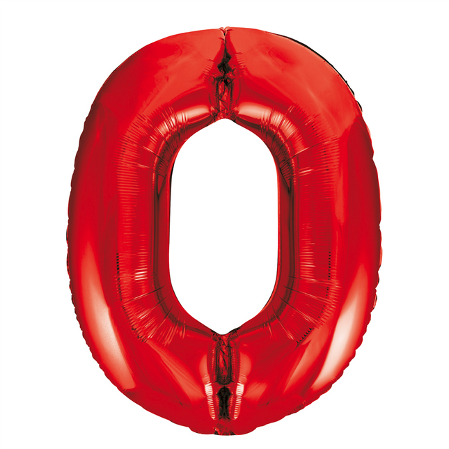 Palloncino Foil Figura 0 Rosso XL 86cm vuoto