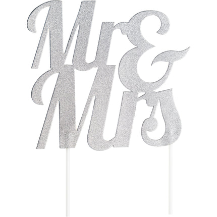 Topper per torta nuziale in argento Mr & Mrs 23 cm