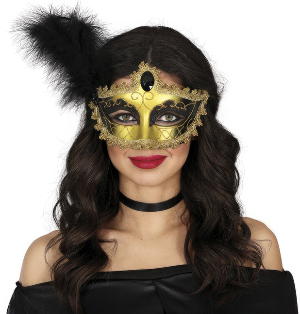 Maschera occhi veneziana oro nero