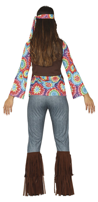 Costume Hippie 60S colorato da donna con gilet marrone