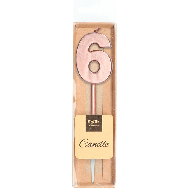 Candela Figura 6 Oro Rosa Metallizzato 15 cm