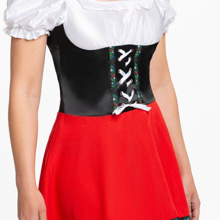 Abito Dirndl Oktoberfest Rosso Bianco con fiocco