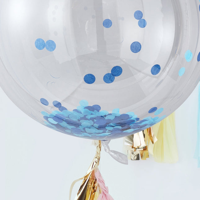 Palloncino con coriandoli blu da 91 cm