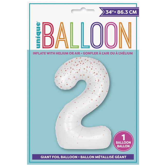 Palloncino figura 2 anni a pois bianchi 86 cm