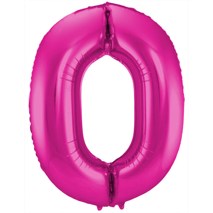 Palloncino Foil Figura 0 Fucsia Metallizzato XL 86cm vuoto