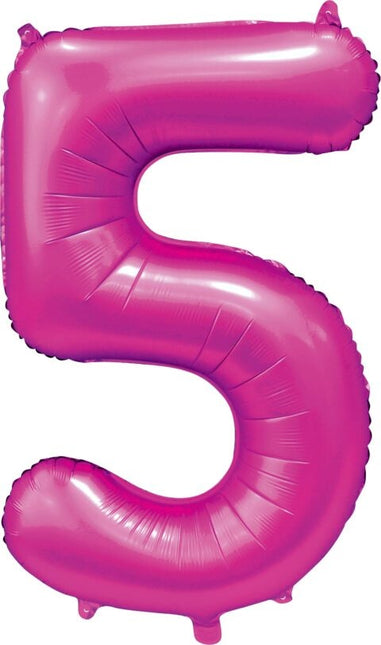 Palloncino Numero fucsia 5 anni lucido 86 cm