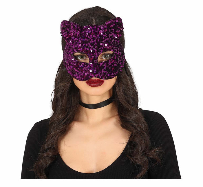 Maschera occhi viola con paillettes