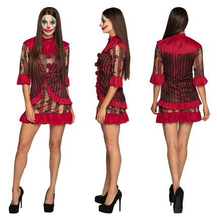 Costume da clown di Halloween Rosso Donna