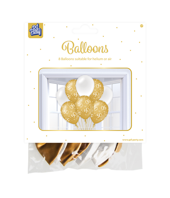 Palloncini 50 anni oro bianco 30cm 8pz