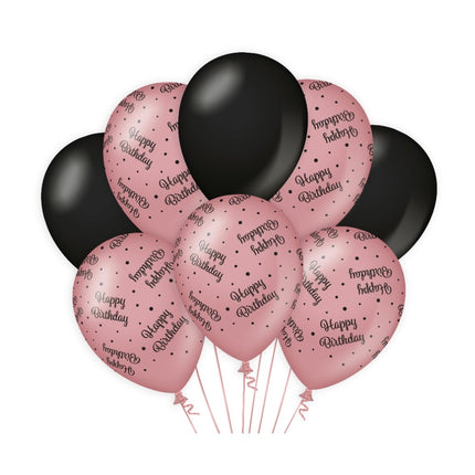 Palloncini Happy Birthday Rose Black 30cm 8pz