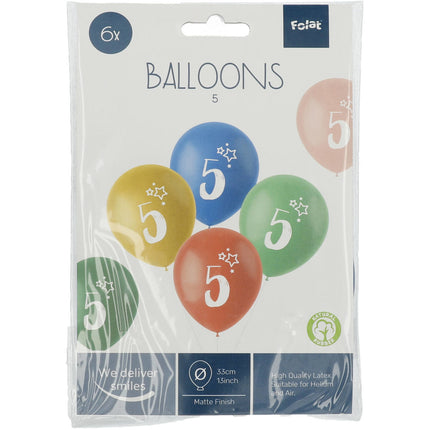 Palloncini 5 anni colorati 33cm 6pz