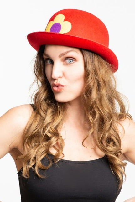 Cappello a bombetta Clown Rosso