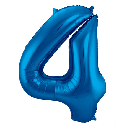 Palloncino Foil Figura 4 Blu Metallizzato XL 86cm Vuoto