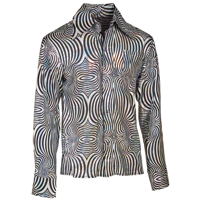 Camicia Disco 70S Argento Uomo