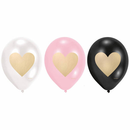 Palloncini cuore oro 23cm 6pz