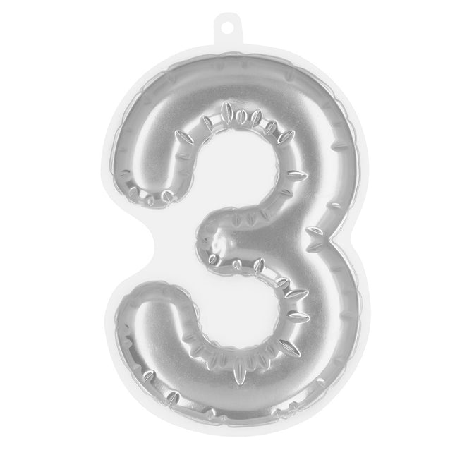 Palloncino in foil con adesivi 3 anni argento 20 cm