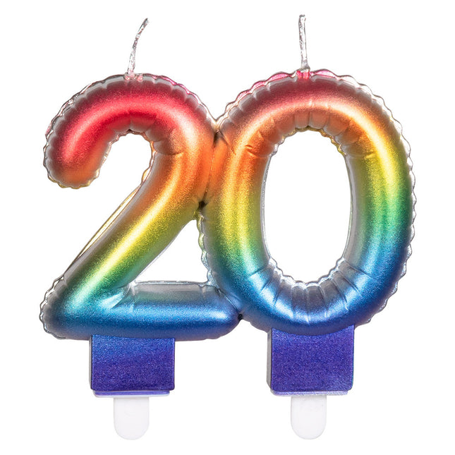 Candela arcobaleno 20 anni 8 cm