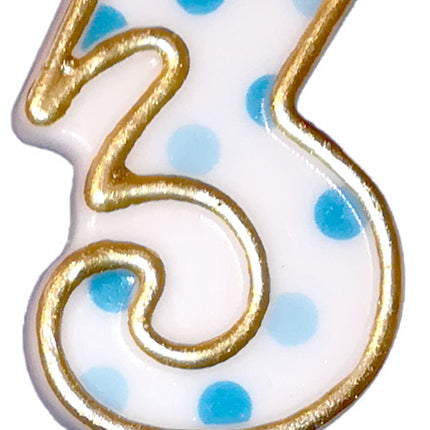 Candela 3 anni a pois blu 8,5 cm