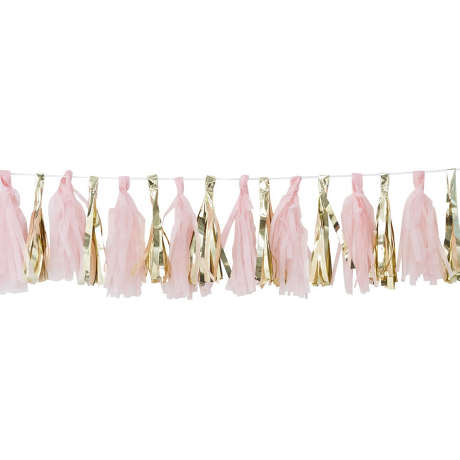 Ghirlanda di nappe rosa/oro 2m