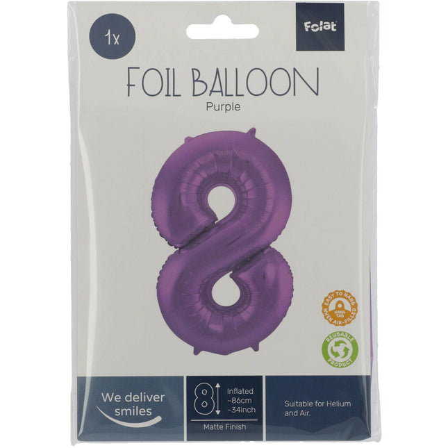 Pallone Foil Figura 8 Viola Opaco XL 86cm vuoto