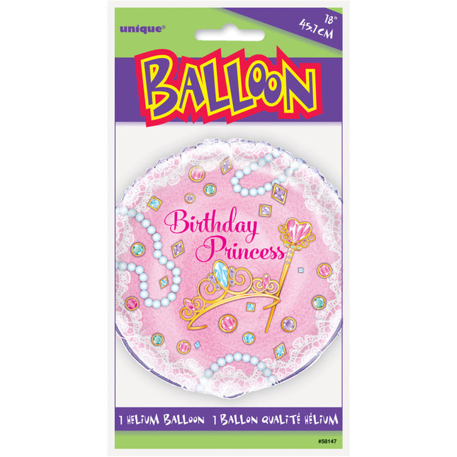 Palloncino ad elio Compleanno Principessa Rosa 45cm vuoto