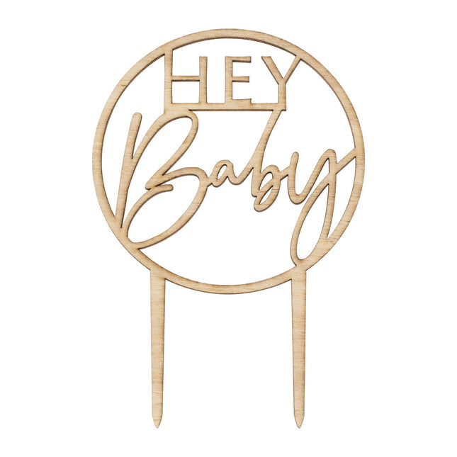 Cake topper Hey Baby Wood 20 cm