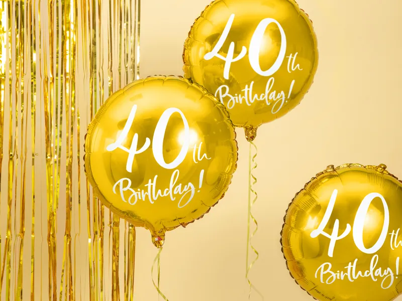 Palloncino ad elio 40° compleanno oro vuoto 45 cm