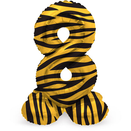 Palloncino numero 8 anni Tiger con vuoto standard 41cm