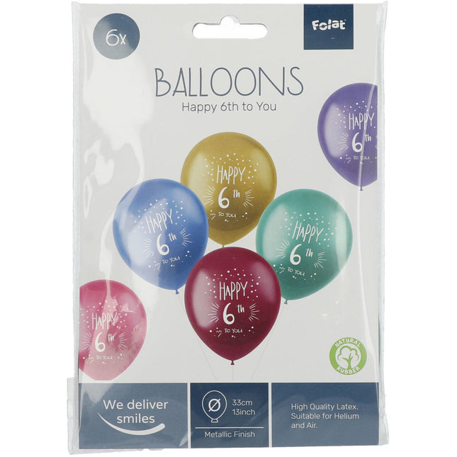 Palloncini 6 anniHappy 6th 33cm 6pz