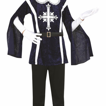 Costume da moschettiere ragazzo blu