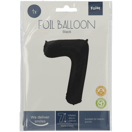 Pallone Foil Figura 7 Nero Opaco XL 86cm vuoto