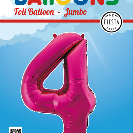 Palloncino Foil Figura 4 Fucsia XL 86cm vuoto