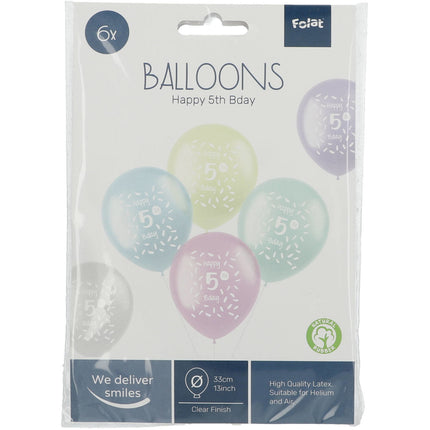 Palloncini Happy 5Th Bday 33cm 6pz