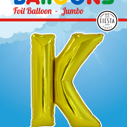 Palloncino in foil Lettera K Oro XL 102cm vuoto